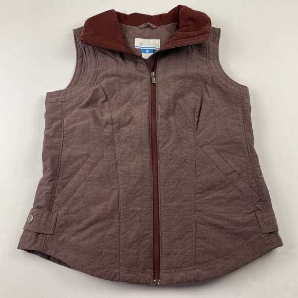 Columbia Full Zip Best Women’s S Purple Poly Nylon Shell Fleece Collar Snap Hip - Picture 1 of 9